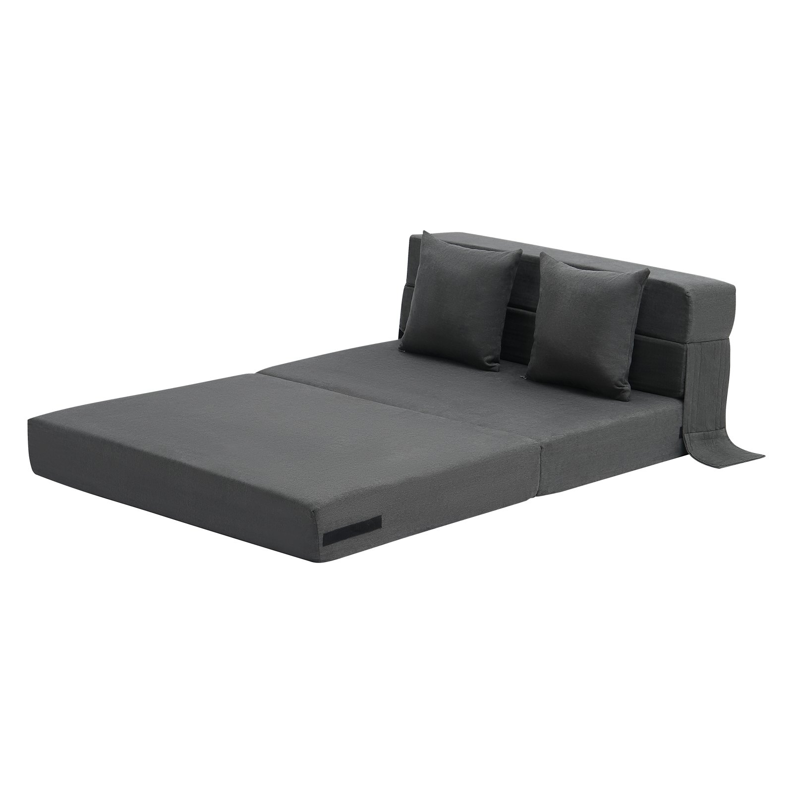 VEVOR Folding Sofa Bed, 3-in-1 Foldable Couch Bed with 2 Pillows and Washable Cover, 25D High Density Memory Foam Convertible Sleeper Chair Bed, Futon Couch for Living Room, Bedroom, Dark Grey(Twin)