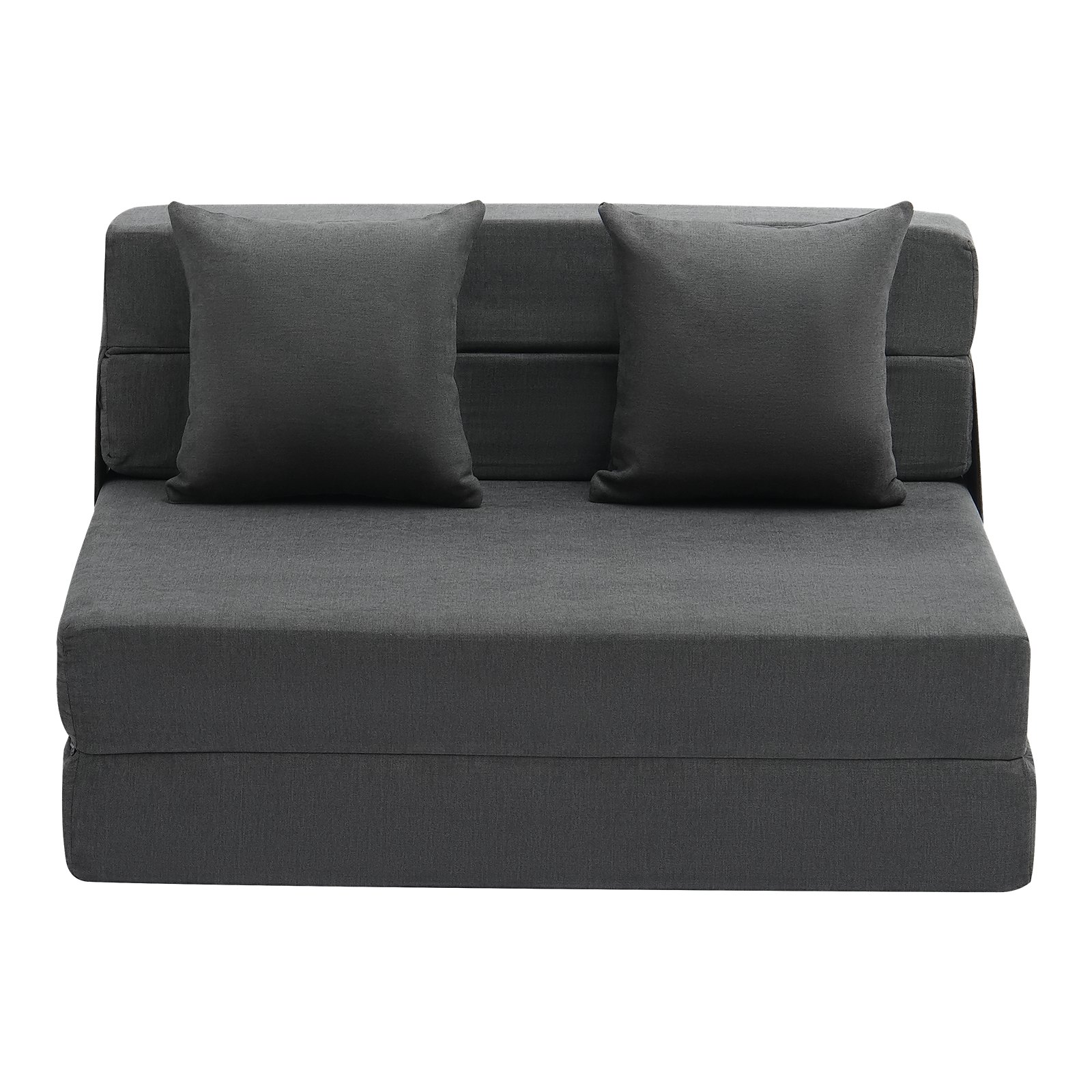 VEVOR Folding Sofa Bed, 3-in-1 Foldable Couch Bed with 2 Pillows and Washable Cover, 25D High Density Memory Foam Convertible Sleeper Chair Bed, Futon Couch for Living Room, Bedroom, Dark Grey(Twin)
