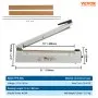 Selladora de impulsos VEVOR de 16 pulgadas, máquina de sellado térmico manual con modo de calentamiento ajustable, selladora de bolsas de aluminio retráctil para bolsas de plástico Mylar, PE, PP, selladora portátil de bolsas de polietileno con kit de reemplazo adicional