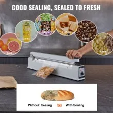 VEVOR Impulse Sealer 16 inch, Manual Heat Sealing Machine with Adjustable Heating Mode, Aluminum Shrink Wrap Bag Sealers for Plastic Mylar PE PP Bags, Portable Poly Bag Sealer with Extra Replace Kit