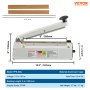 Selladora de impulsos VEVOR de 8 pulgadas, máquina de sellado térmico manual con modo de calentamiento ajustable, selladora de bolsas de aluminio retráctil para bolsas de plástico Mylar, PE, PP, selladora portátil de bolsas de polietileno con kit de reemplazo adicional
