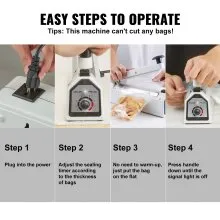 VEVOR Impulse Sealer 8 inch, Manual Heat Sealing Machine with Adjustable Heating Mode, Aluminum Shrink Wrap Bag Sealers for Plastic Mylar PE PP Bags, Portable Poly Bag Sealer with Extra Replace Kit