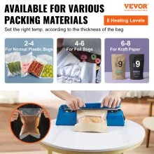VEVOR Impulse Sealer 12 inch, Manual Heat Seal Machine with Adjustable Heating Mode, ABS Shrink Wrap Bag Sealers for Plastic Mylar PE PP Bags, Portable Poly Bag Sealing Machine with Extra Replace Kit