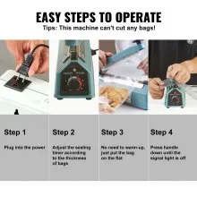 VEVOR Impulse Sealer 8 inch, Manual Heat Seal Machine with Adjustable Heating Mode, Iron Shrink Wrap Bag Sealers for Plastic Mylar PE PP Bags, Portable Poly Bag Sealing Machine with Extra Replace Kit