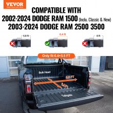 VEVOR Quad-Fold Tonneau Cover Truck Bed Cover for 2002-2024 Dodge Ram 1500 PVC