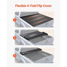 VEVOR Quad-Fold Tonneau Cover Truck Bed Cover for 2002-2024 Dodge Ram 1500 PVC