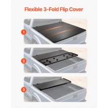 VEVOR Tri-Fold Tonneau Cover Truck Bed Cover for 2009-2024 Ram 1500 LED Light