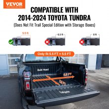 VEVOR Funda para camioneta triple plegable, compatible con Toyota Tundra 2014-2024 (no compatible con Trail Special Edition con cajas de almacenamiento), cama corta Fleetside de 5.5' (67") 2023, capacidad de carga de 400 libras, color negro
