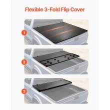 VEVOR Tri-Fold Truck Bed Tonneau Cover, Compatible with 2015-2024 Ford F-150, Lightning, Styleside 1661 mm Bed, Fit 1704 x 1656 mm/1661 x 1656 mm Inside Bed, 181.4 kg Load Capacity, LED Light, Black