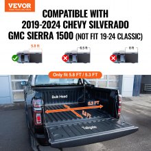 VEVOR Funda Tonneau para caja de camioneta de tres pliegues, compatible con Chevy Silverado GMC Sierra 1500 2019-2024 (no compatible con 19-24 Classic) cama de 5'8", se adapta a cama interior de 5.8' x 5.3' (70" x 63.3"), 400 libras de capacidad, negro
