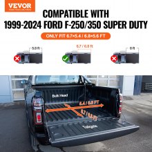 VEVOR Tri-Fold Truck Bed Tonneau Cover, Compatible with 1999-2024 Ford F-250 F-350 Super Duty, Styleside 2052/2037/2080 mm Bed, Fit 2052 x 1646/2037 x 1646/2080 x 1699 mm Inside Bed, 181.4 kg, Black
