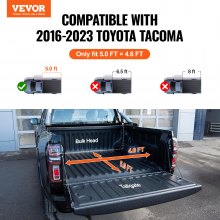 VEVOR Tri-Fold Truck Bed Tonneau Cover, Compatible with 2016-2023 Toyota Tacoma, 5' (60.5") Bed, Only Fit 5.0' x 4.6' (60.5" x 55.0") Inside Bed, 400 lbs Load Capacity, LED Light, Quick Folding, Black