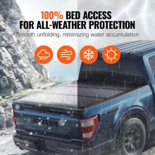 VEVOR Tri-Fold Truck Bed Tonneau Cover, Compatible with 2015-2024 Ford F-150, 6.5' (79") Bed, Only Fit 6.5' x 5.4' (79" x 65.2") Inside Bed, 400 lbs Load Capacity, LED Light, Quick Folding, Black