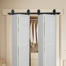 Kit de riel de herrajes para puerta corrediza plegable de granero de 52" para cuatro puertas de 12