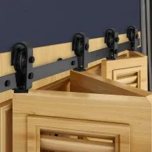 Kit de riel de herrajes para puerta corrediza plegable de granero de 52" para cuatro puertas de 12