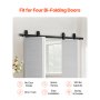 VEVOR Bi-Folding Sliding Barn Door Hardware Track Kit, 60" Top Mount Track Kit, Slide Smoothly & Quietly, Heavy Duty, Easy to Install, Suitable for Four 14" Closet Pantry Laundry Doors (Not Included)