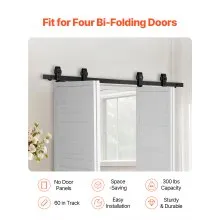 Kit de riel de herrajes para puerta corrediza plegable de granero de 60" para cuatro puertas de 14