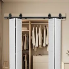 Kit de riel de herrajes para puerta corrediza plegable de granero de 60" para cuatro puertas de 14
