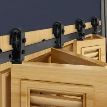 Kit de riel de herrajes para puerta corrediza plegable de granero de 60" para cuatro puertas de 14