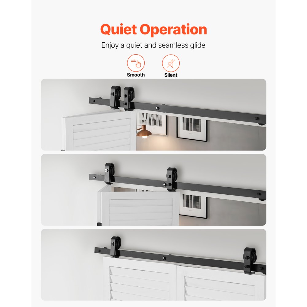 VEVOR Bi-Folding Sliding Barn Door Hardware Track Kit, 52" Top Mount Track Kit, Slide Smoothly & Quietly, Heavy Duty, Easy to Install, Suitable for Two 24" Closet Pantry Laundry Doors (Not Included)