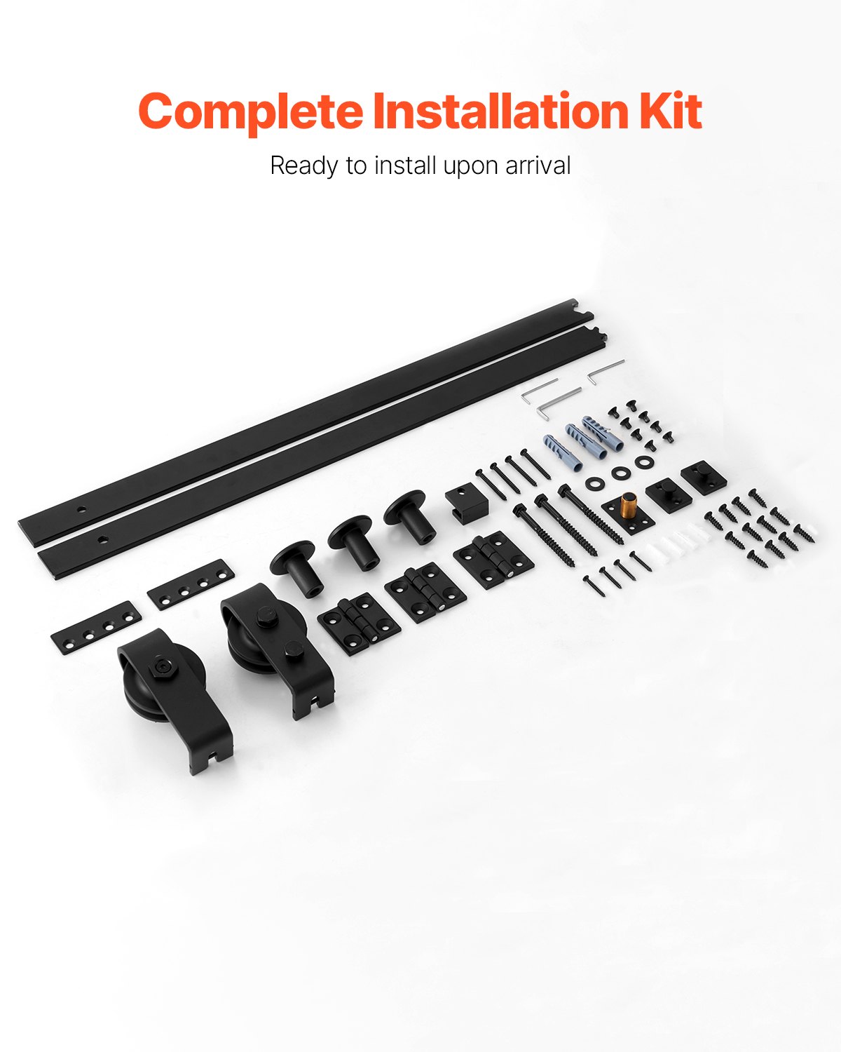 VEVOR Bi-Folding Sliding Barn Door Hardware Track Kit, 52" Top Mount Track Kit, Slide Smoothly & Quietly, Heavy Duty, Easy to Install, Suitable for Two 24" Closet Pantry Laundry Doors (Not Included)