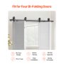 Bi-Folding Sliding Barn Door Hardware Track Kit 76" for Four 18" Doors