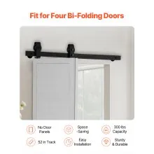 Kit de riel de herrajes para puerta corrediza plegable de granero de 36" para dos puertas de 16