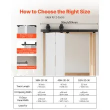 Kit de riel de herrajes para puerta corrediza plegable de granero de 36" para dos puertas de 16