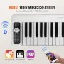 VEVOR 61 Key Folding Keyboard Piano, Bluetooth & MIDI, Portable Electronic Digital Foldable Piano with Sustain Pedal Touch Sensitive Lighted Keys Bag, Rechargeable for Beginners Teens Adults, White