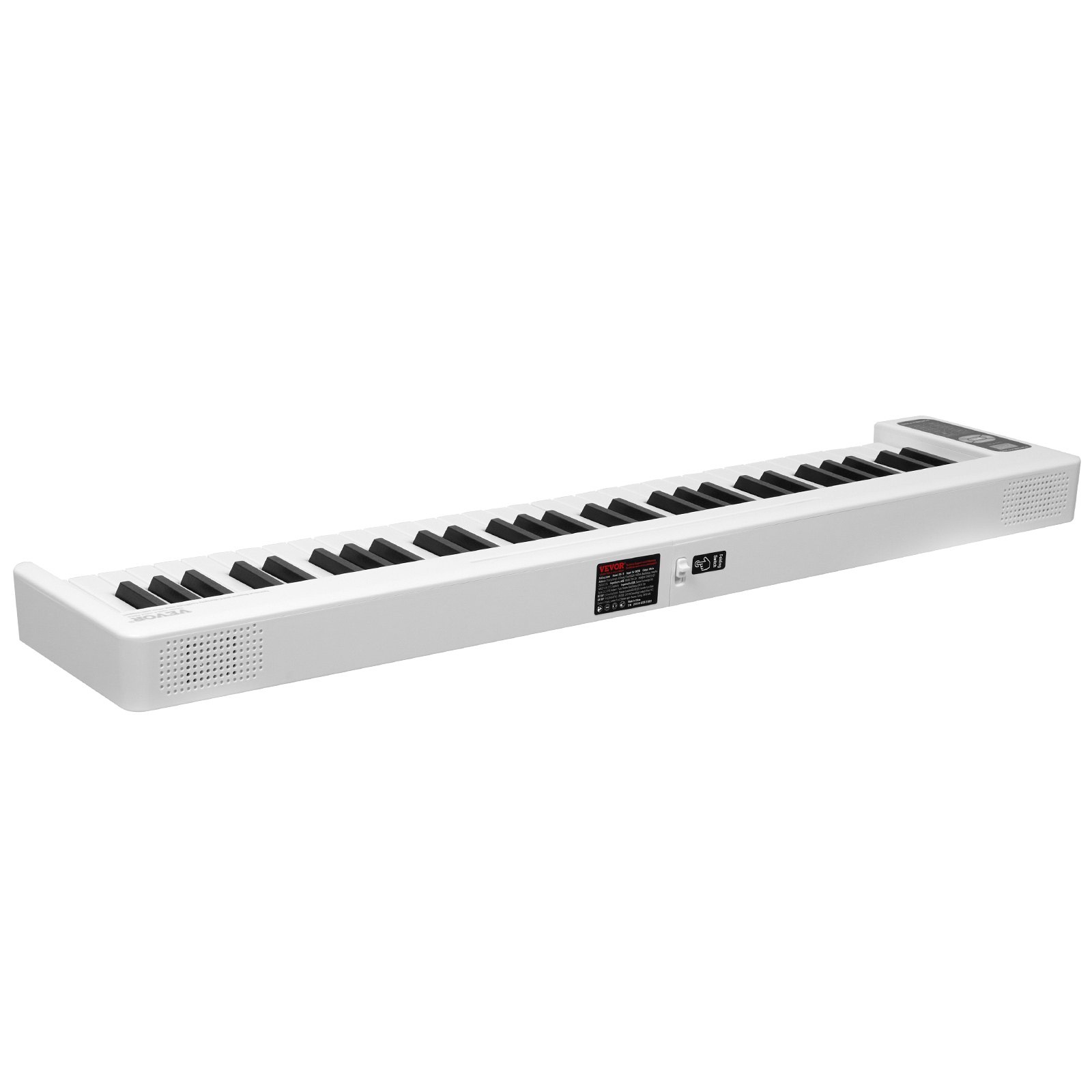 VEVOR 61 Key Folding Keyboard Piano, Bluetooth & MIDI, Portable Electronic Digital Foldable Piano with Sustain Pedal Touch Sensitive Lighted Keys Bag, Rechargeable for Beginners Teens Adults, White