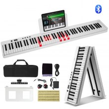 VEVOR 88 Key Folding Keyboard Piano Portable Foldable Piano Bluetooth MIDI White