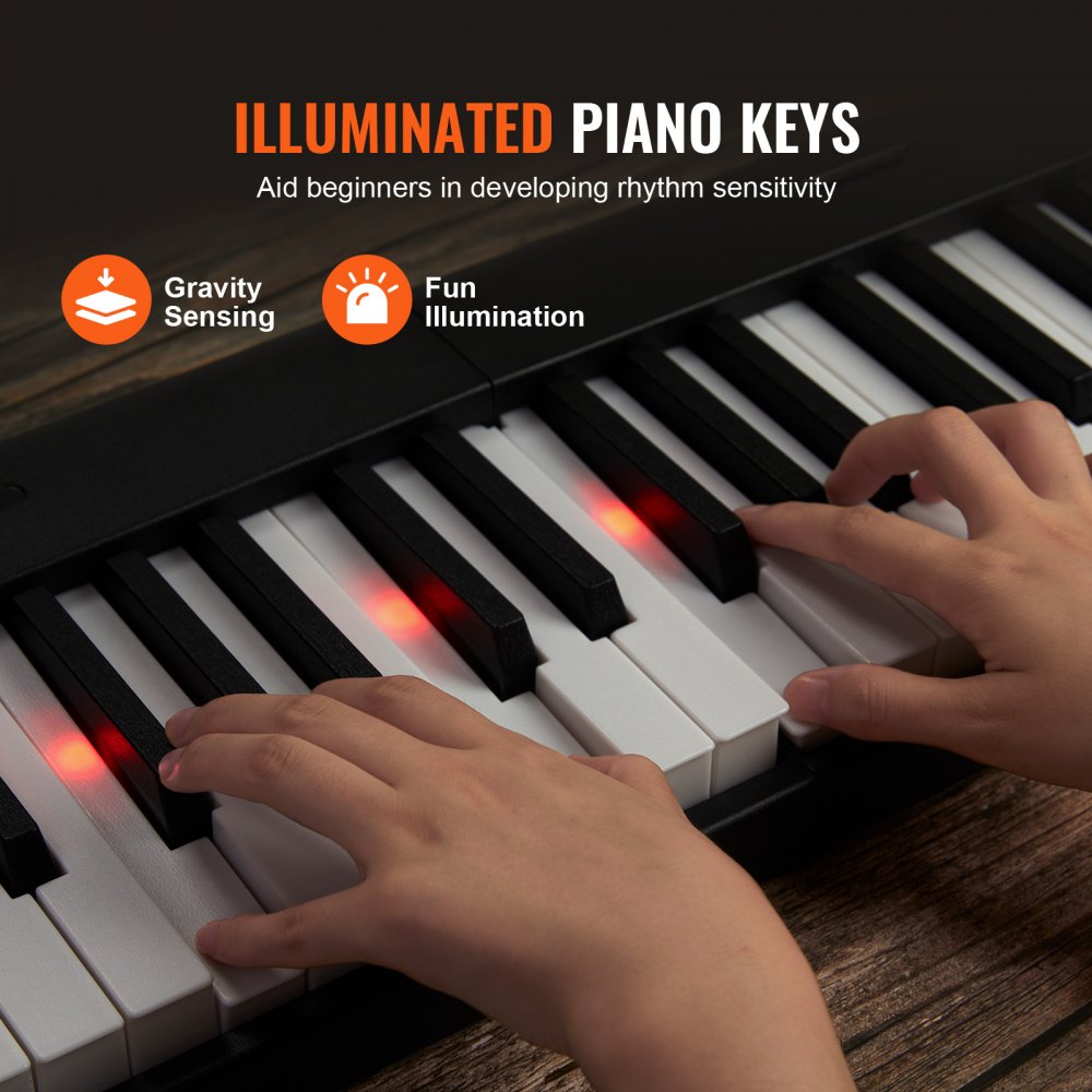 VEVOR 88 Key Folding Keyboard Piano, Bluetooth & MIDI, Portable Electronic Digital Foldable Piano with Sustain Pedal Bag Touch Sensitive Keys Headphones, Rechargeable for Beginners Teens Adults, Black
