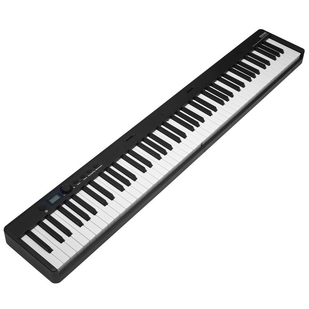VEVOR 88 Key Folding Keyboard Piano, Bluetooth & MIDI, Portable Electronic Digital Foldable Piano with Sustain Pedal Bag Touch Sensitive Keys Headphones, Rechargeable for Beginners Teens Adults, Black