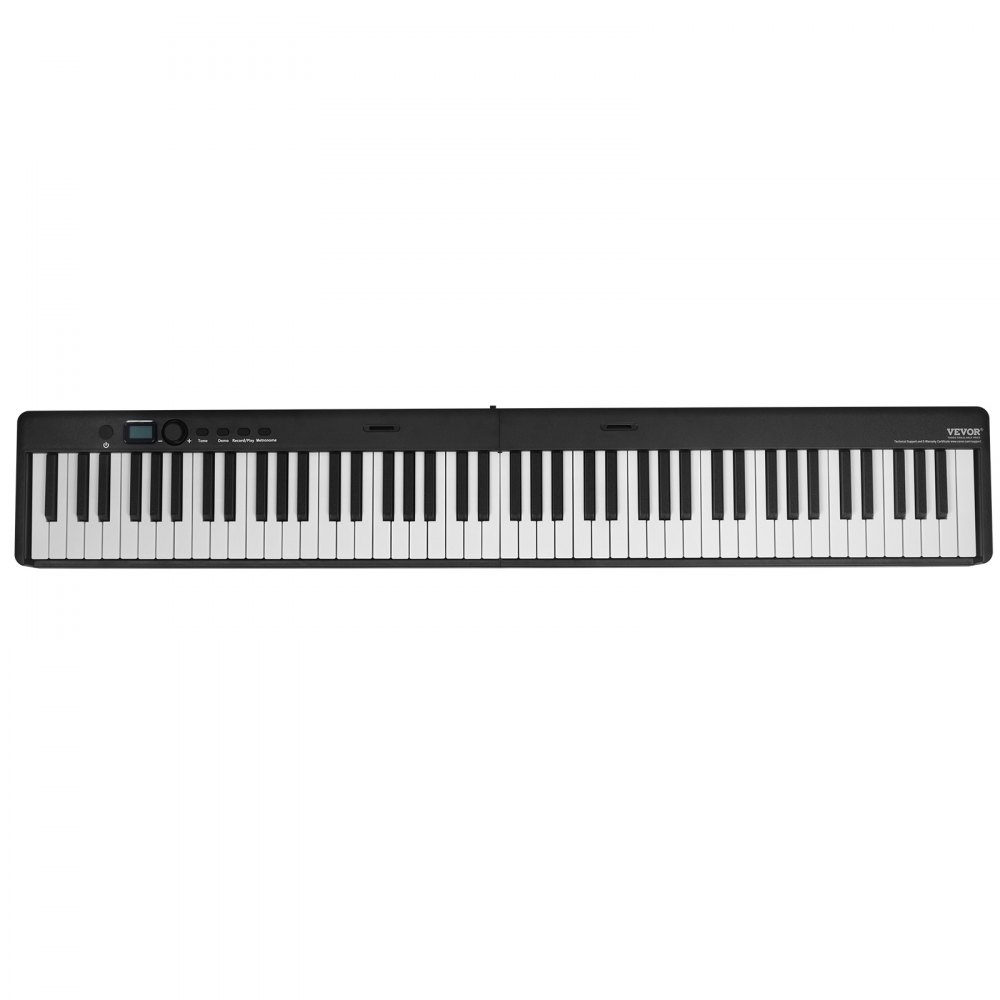 VEVOR 88 Key Folding Keyboard Piano, Bluetooth & MIDI, Portable Electronic Digital Foldable Piano with Sustain Pedal Bag Touch Sensitive Keys Headphones, Rechargeable for Beginners Teens Adults, Black