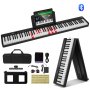 VEVOR 88 Key Folding Keyboard Piano Portable Foldable Piano Bluetooth MIDI Svart