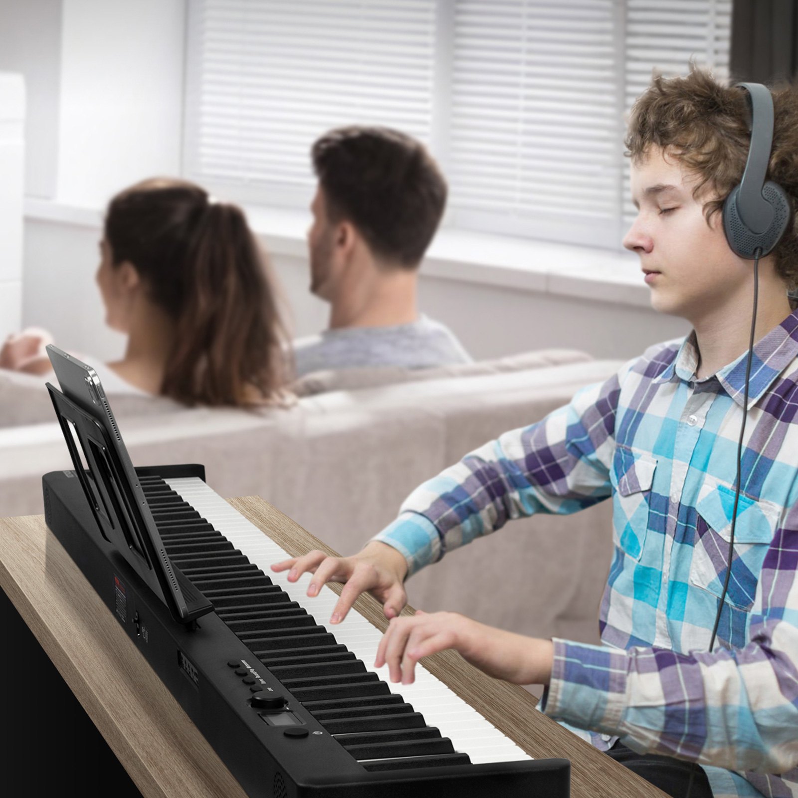 VEVOR 88 Key Folding Keyboard Piano Portable Foldable Piano Bluetooth MIDI Svart