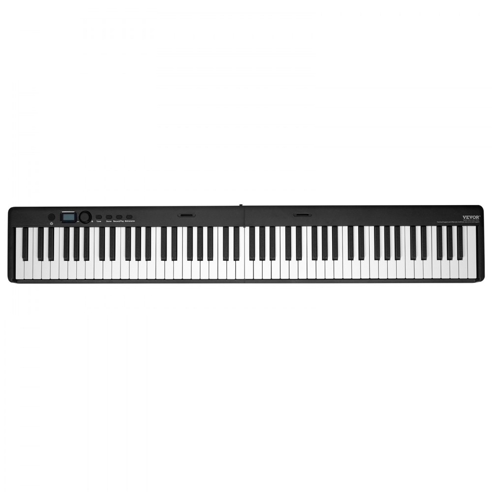VEVOR 88 kláves skládací klávesnice piano, Bluetooth a MIDI, přenosné elektronické digitální skládací piano se stojanem, pedálem, taškou na dotek citlivými klávesami, dobíjecí pro začátečníky a teenagery, černé