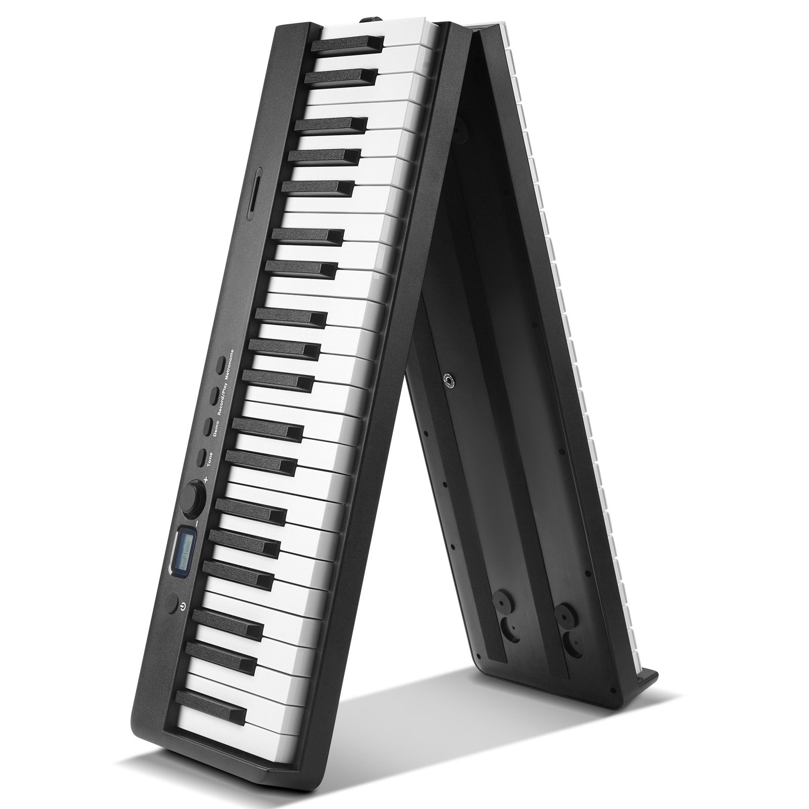 VEVOR 88 kláves skládací klávesnice piano, Bluetooth a MIDI, přenosné elektronické digitální skládací piano se stojanem, pedálem, taškou na dotek citlivými klávesami, dobíjecí pro začátečníky a teenagery, černé