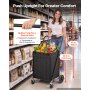 VEVOR Folding Shopping Cart, 92L + 23L Dual-Basket Grocery Utility Cart,100kg Capacity, Steel Rolling Utility Cart with Waterproof Liner & 360° Swivel Wheel for Laundry, Shopping, Camping, Grocery