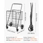 VEVOR Folding Shopping Cart, 97L + 22L Dual-Basket Grocery Utility Cart, 50kg Heavy Duty Capacity, Steel Rolling Utility Cart with 360° Swivel Wheels for Laundry, Shopping, Camping, Groceries