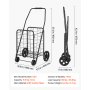 VEVOR Folding Shopping Cart, 44L Grocery Utility Cart on 4 Wheels, 40.8kg Load Capacity, Heavy Duty Rolling Collapsible Basket Cart for Laundry, Shopping, Camping, Grocery, Luggage - Black
