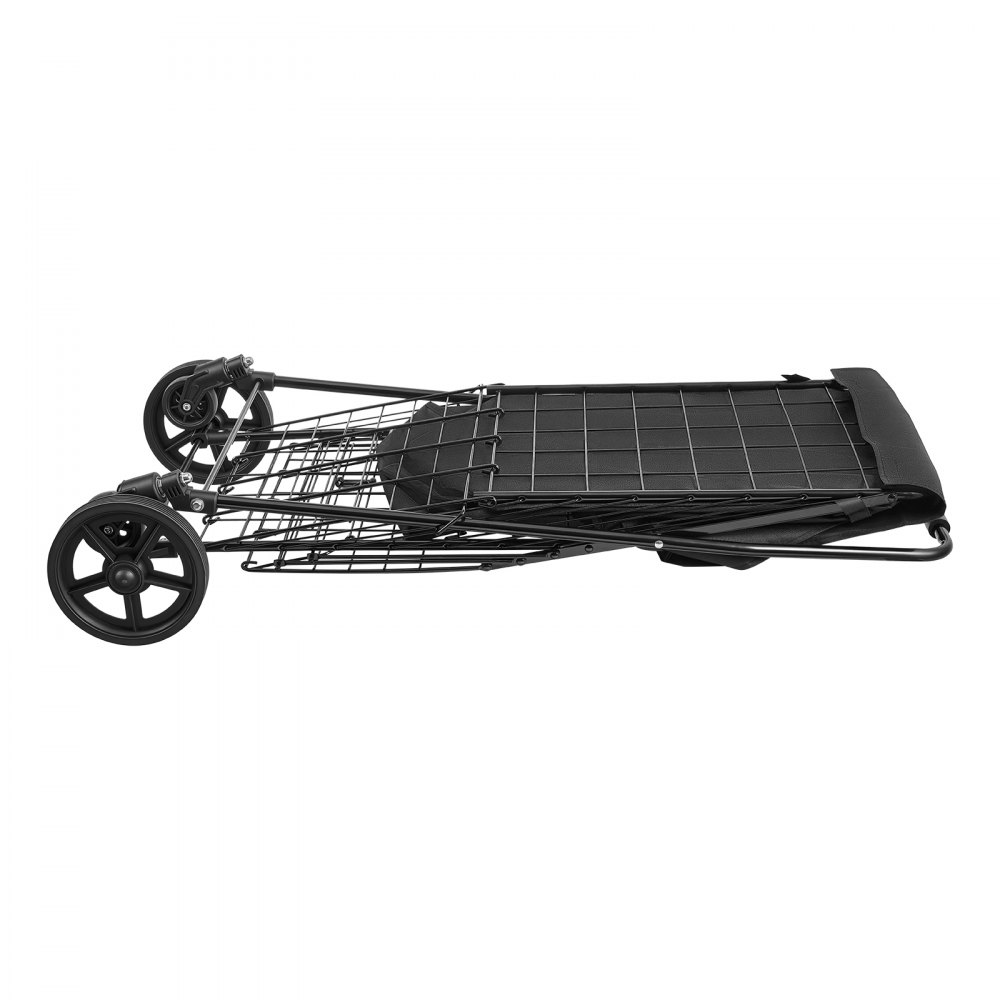 VEVOR Folding Shopping Cart, 67L + 13L Dual-Basket Grocery Cart, 45.4kg Capacity, Steel Rolling Utility Cart with Waterproof Liner & 360° Swivel Wheel for Laundry, Shopping, Camping, Grocery