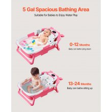 VEVOR Portable Baby Bathtub Durable Baby Bath Tub with Thermometer for Toddlers