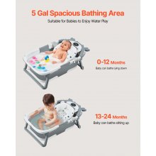 VEVOR Portable Baby Bathtub Durable Baby Bath Tub with Thermometer for Toddlers