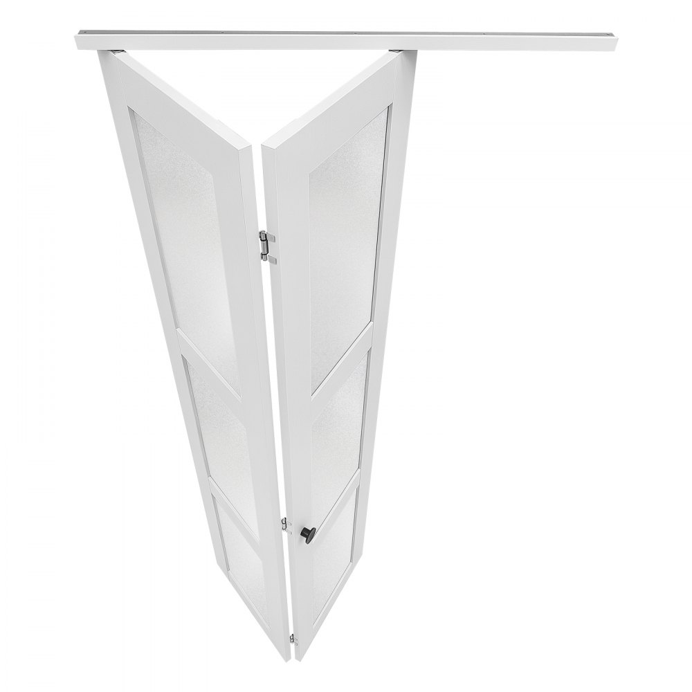 VEVOR Bifold Closet Doors 2-Panel, 36" (Double 18") x 80", 3-Lite Frosted Glass Bifold Barn Door with Metal Hardware Kit & Sturdy Composite Frame, Modern Stylish & Space-Saving for Closets Bedrooms