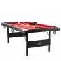 VEVOR Billiards Table, 213 cm Pool Table, Portable Foldable Space-Saving Table, Billiard Table Set Includes Balls, Cues, Chalks and Brush, Black with Red Cloth, Perfect for Family Game Room Kids Adults