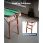 VEVOR Folding Pool Table, 140cm Portable Billiards Tables, Foldable Space-Saving Entertainment Game Set Includes Ball, Cue, Rack, Chalk, Brush, Brown with Bule Cloth, for Family Use, Recreation Room