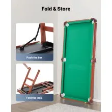 VEVOR Folding Pool Table, 4.5 ft Portable Billiards Tables, Foldable Space-Saving Entertainment Game Set Includes Ball, Cue, Rack, Chalk, Brush, Brown with Bule Cloth, for Family Use, Recreation Room