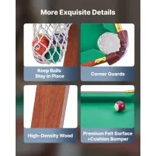 VEVOR Folding Pool Table, 4.5 ft Portable Billiards Tables, Foldable Space-Saving Entertainment Game Set Includes Ball, Cue, Rack, Chalk, Brush, Brown with Bule Cloth, for Family Use, Recreation Room