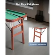 VEVOR Folding Pool Table, 4.5 ft Portable Billiards Tables, Foldable Space-Saving Entertainment Game Set Includes Ball, Cue, Rack, Chalk, Brush, Brown with Bule Cloth, for Family Use, Recreation Room
